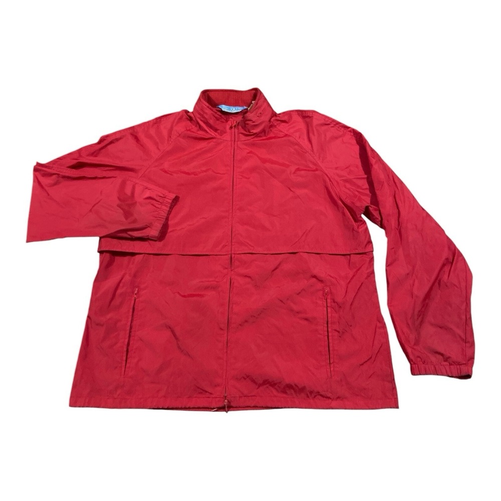 Woolrich Teton Windbreaker Jacket Sz XL Mens Red Gorpcore Hiking Full Zip Hooded